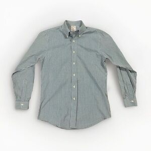 Brooks Brothers Mens Green Gingham Checkered Button Down Shirt